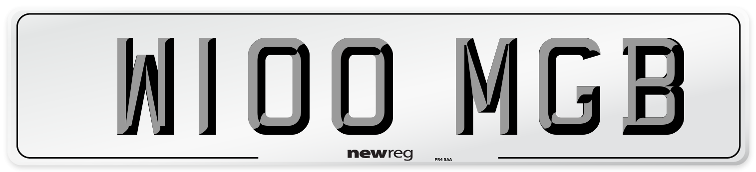 W100 MGB Number Plate from New Reg